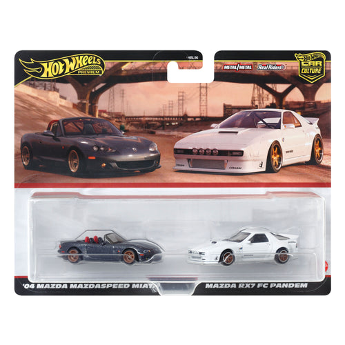 Hot Wheels Premium Car Culture 2-Pack - '04 Mazda Mazdaspeed Miata & Mazda RX7 FC Pandem, Mattel Creations product photograph
