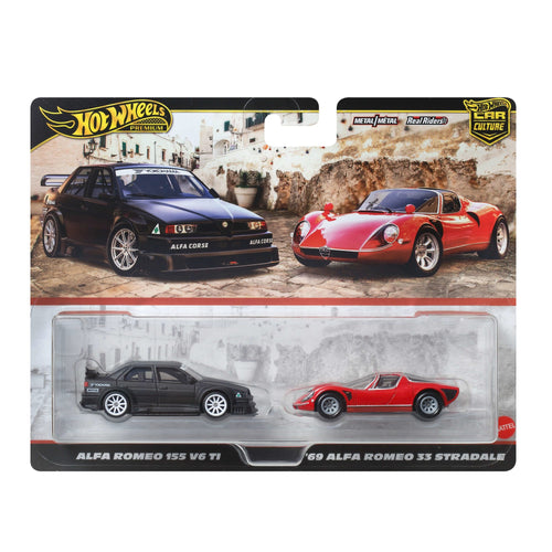 Hot Wheels Premium Car Culture 2-Pack Alfa Romeo 155 V6 TI & '69 Alfa Romeo 33 Stradale, Mattel Creations product photograph