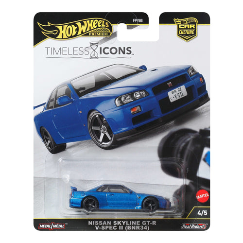 Hot Wheels Premium Car Culture Timeless Icons Nissan Skyline GT-R V-SPEC II (BNR34), Hot Wheels product photograph published by Mattel Creations