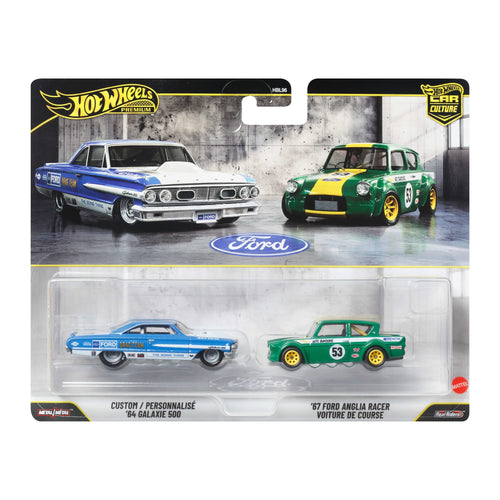 Hot Wheels Premium Car Culture 2-Pack Custom / Personnalisé '64 Galaxie 500 &  '67 Ford Anglia Racer Voiture De Course, Hot Wheels product photograph published by Mattel Creations