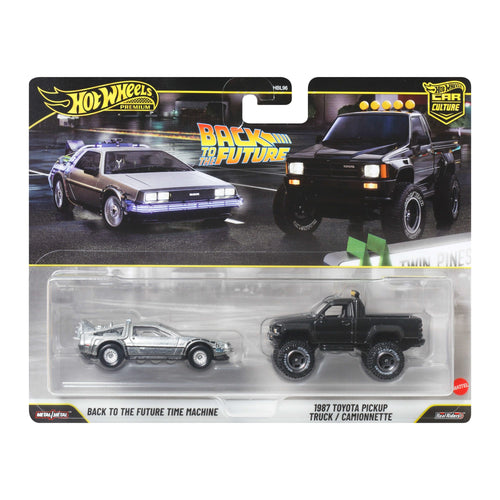 Hot Wheels Premium Car Culture 2-Pack Back to the Future Time Machine & 1987 Toyota Pickup Truck / Camionnette, Hot Wheels product photograph published by Mattel Creations