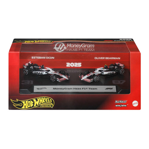 Hot Wheels Premium  MoneyGram Haas 2025 Formula 1® Team #31 & Team #87, Mattel Creations product photograph