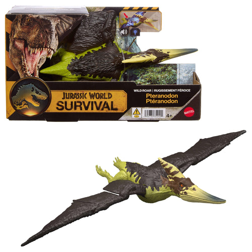 Jurassic World Wild Roar Pteranodon Dinosaur Action Figure Toy, Attack, Light & Sound, Scan Code, Jurassic World product photograph published by Mattel