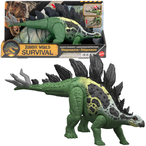 Jurassic World Gigantic Thrashers Stegosaurus Dinosaur Action Figure Toy, 2 Attacks & Evolve Feature, Jurassic World product photograph published by Mattel