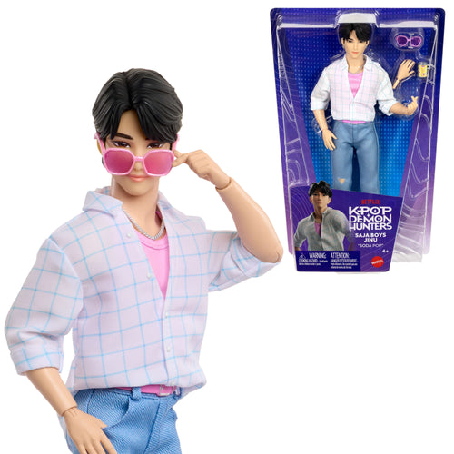 KPop Demon Hunters Saja Boys Jinu Fashion Doll in “Soda Pop” Look With Themed Movie Accessories, KPop Demon Hunters product photograph published by Mattel