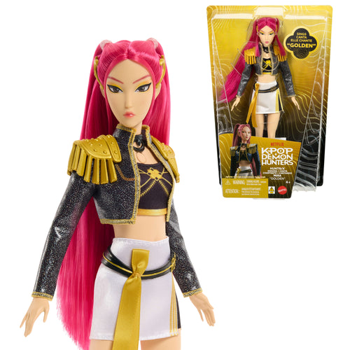 KPop Demon Hunters HUNTR/X Mira “Golden” Singing Doll in Removable Outfit & 5 Posable Joints, KPop Demon Hunters product photograph published by Mattel