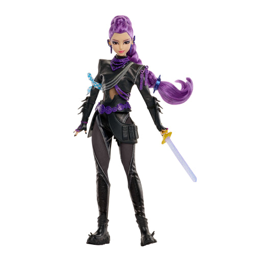 KPop Demon Hunters Huntr/X Rumi Deluxe Fashion Doll in Removable Battle Look With Sword Accessory, KPop Demon Hunters product photograph published by Mattel