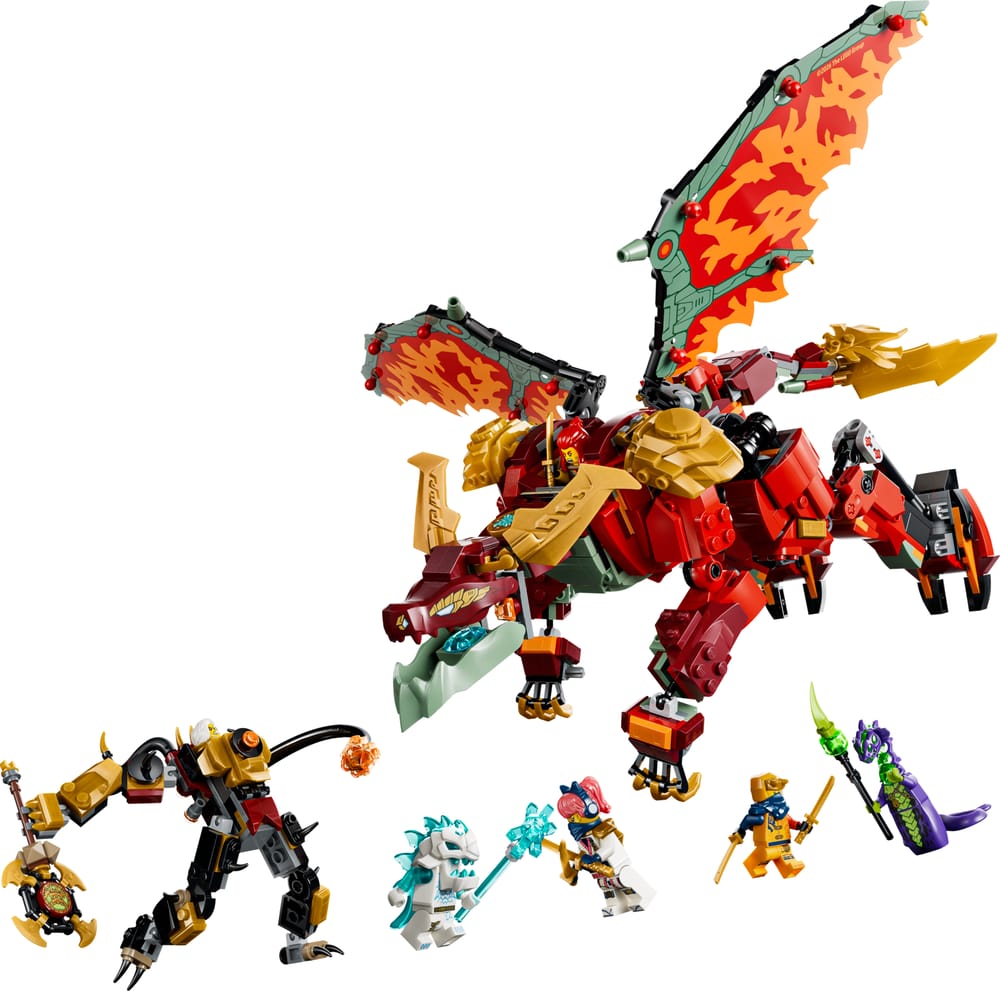 LEGO NINJAGO set 71868 Wyldfyre's Transforming Dragon Mech, 821 pieces, LEGO product photograph