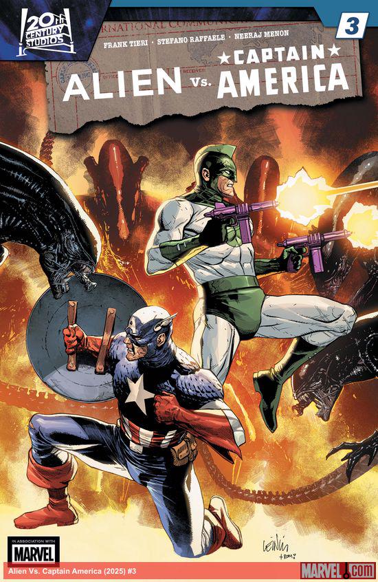Cover of Alien Vs. Captain America #3, published by Marvel