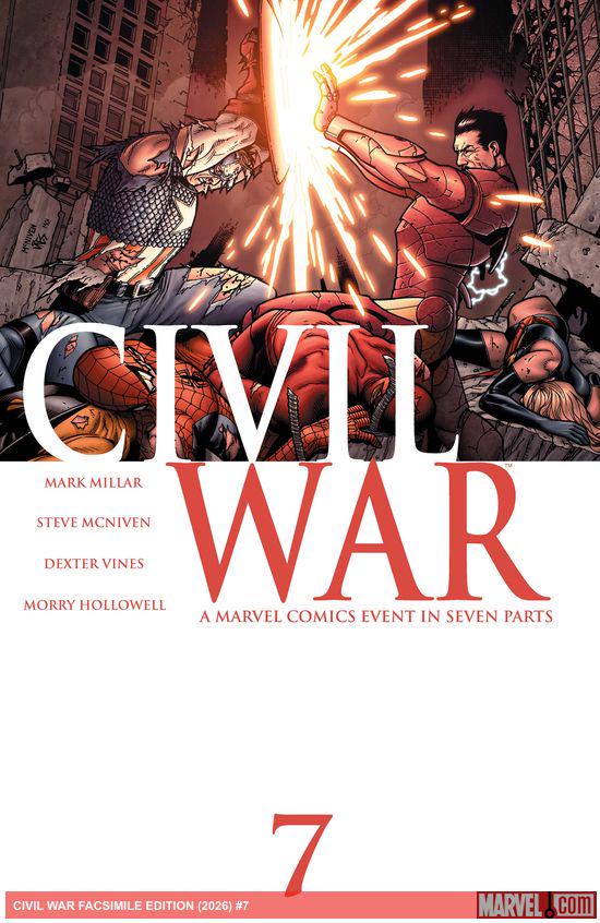Cover of Civil War #7 Facsimile Edition #7, published by Marvel
