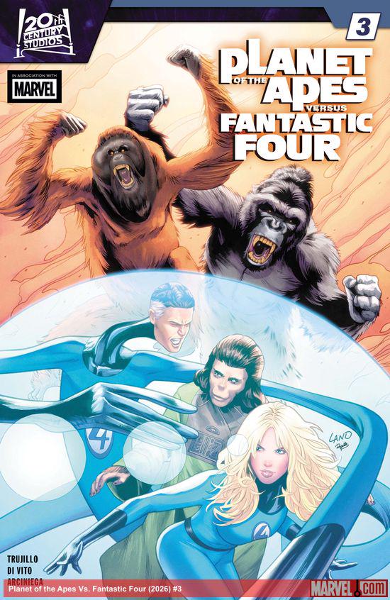 Cover of Planet Of The Apes Vs. Fantastic Four #3, published by Marvel