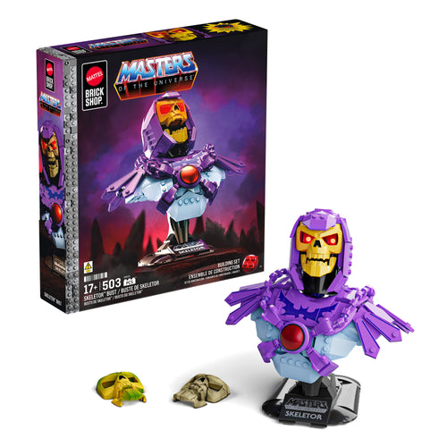 Mattel Brick Shop Masters of the Universe Buildable Skeletor Bust, Masters of the Universe product photograph published by Mattel Creations