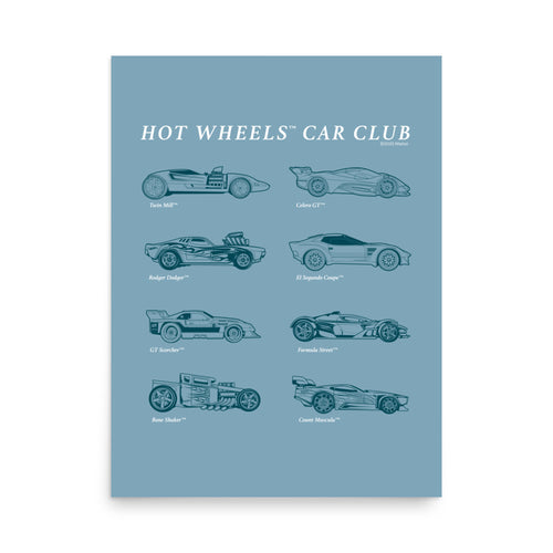 Hot Wheels Car Club Blue Poster, Mattel Creations product photograph