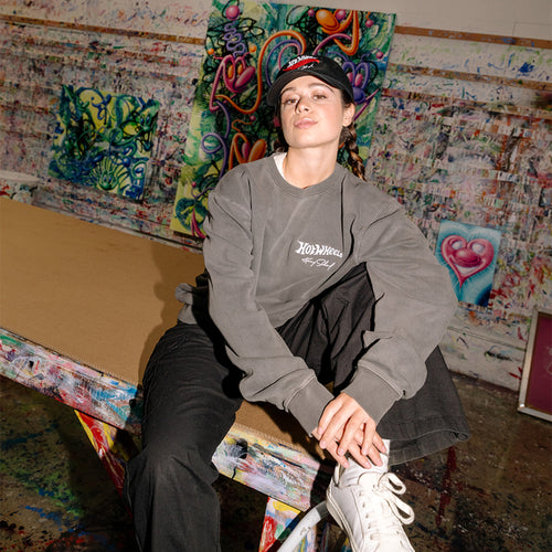 Hot Wheels x Kenny Scharf Black Embroidered Sweatshirt, Mattel Creations product photograph