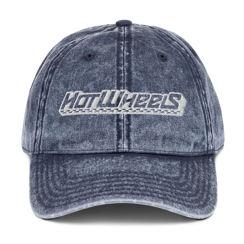 Hot Wheels Checked Logo Blue Denim Dad Hat, Mattel Creations product photograph