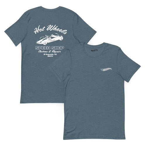 Hot Wheels Speed Shop Embroidered Blue T-Shirt, Mattel Creations product photograph