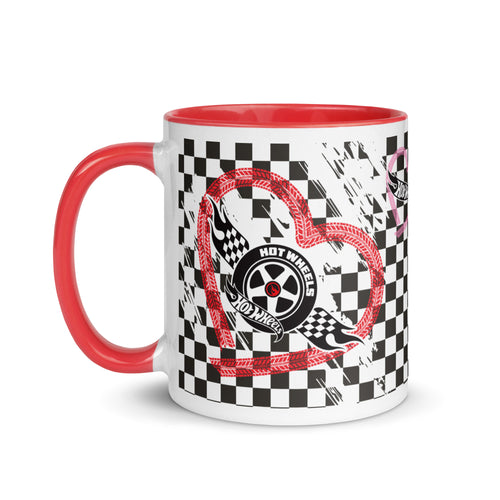 Hot Wheels Checkered Hearts White Mug, Mattel Creations product photograph