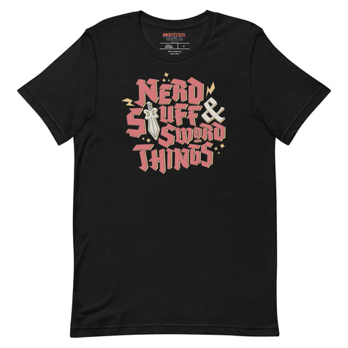 Masters of the Universe Movie Nerd Stuff and Sword Things Black T-shirt, Mattel Creations product photograph