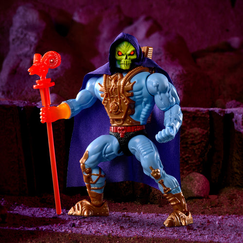 Masters of the Universe Origins Deluxe Laser Light Skeletor, Masters of the Universe Origins DELUXE action figure, Mattel Creations product photograph