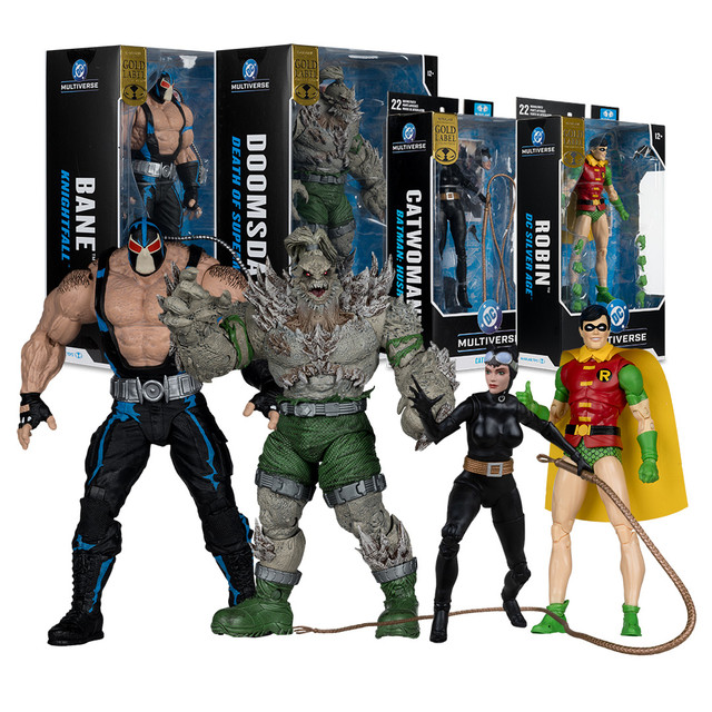 Bane (Knightfall)/Doomsday (Death of Superman)/Catwoman (Batman: Hush)/Robin (Silver Age) Bundle (4) Figures, DC Multiverse figure, mcfarlane toys store exclusive, McFarlane Toys product photograph