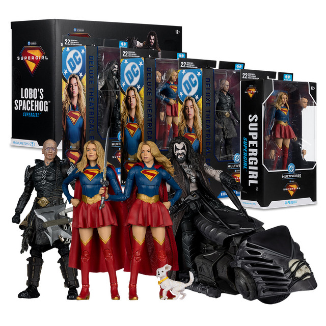 Supergirl Movie Bundle (5) 7" Figures w/Lobo's Spacehog Vehicle, DC Multiverse figure, McFarlane Toys product photograph