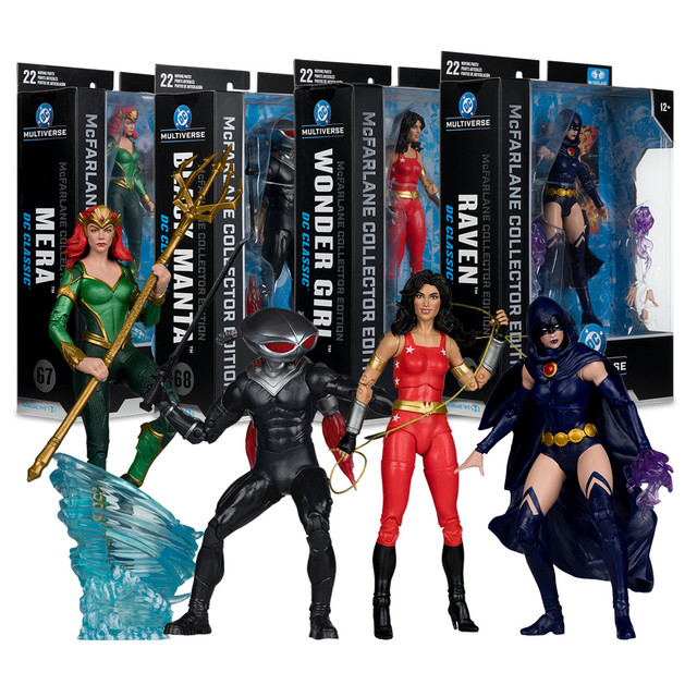 Wonder Girl/Mera/Black Manta/Raven (DC Classic) McFarlane Collector Edition Bundle (4) 7" Figures, DC Multiverse figure, McFarlane Toys product photograph