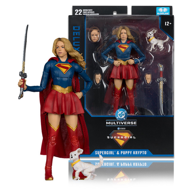 Supergirl and Baby Krypto (Supergirl Movie) Deluxe Theatrical Edition 7" Figure, DC Multiverse figure, McFarlane Toys product photograph
