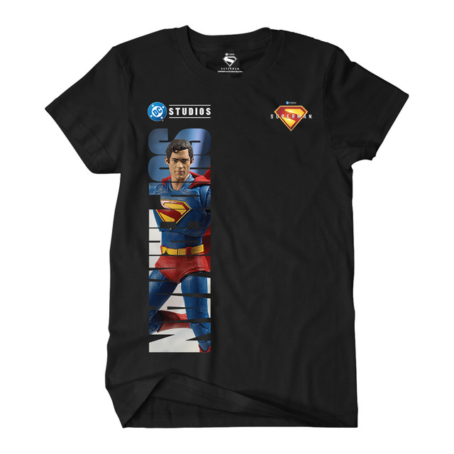 Superman Movie (DC Studios) Vertical Letters T-Shirt (Black), DC Multiverse figure, McFarlane Toys product photograph