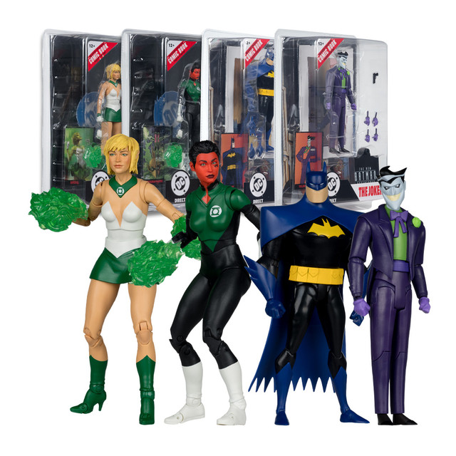 Arisia & Soranik (Green Lantern Corps #47)/Batman & The Joker (The New Batman Adventures) Page Punchers Bundle w/Comics (4) 7" & 6" Figures, McFarlane Toys product photograph
