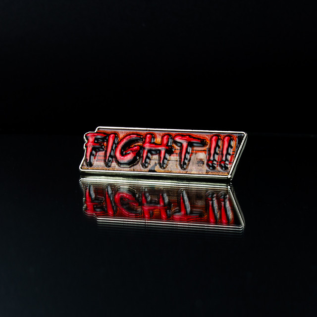 "Fight" Wordmark (Mortal Kombat Klassic) Toy Photography 3D Metal Pin, McFarlane Toys product photograph