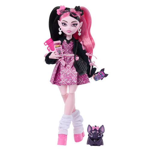 Monster High Draculaura Fashion Doll in Bow Dress With Pet Bat Count Fabulous And 7 Accessories, Monster High product photograph published by Mattel