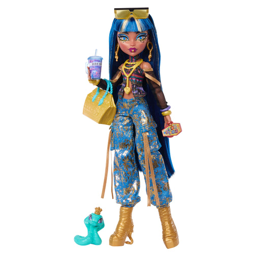 Monster High Cleo De Nile Fashion Doll in Cargo Pants With Pet Hissette And 7 Accessories, Monster High product photograph published by Mattel