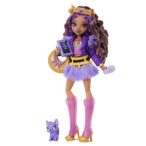 Monster High Clawdeen Wolf Fashion Doll in Furry Skirt With Pet Crescent And 7 Accessories, Monster High product photograph published by Mattel