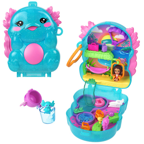 Polly Pocket Axolotl Adventure Compact Playset With 1 Micro Doll And Pet, Travel Toy With Themed Accessories, Polly Pocket product photograph published by Mattel
