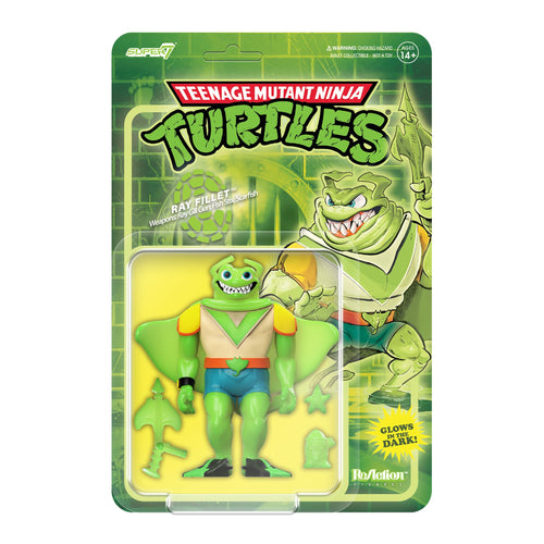 Teenage Mutant Ninja Turtles ReAction Figures - Ray Fillet Bioluminescent (Green Glow), Teenage Mutant Ninja Turtles ReAction action figure, Super7 product photograph
