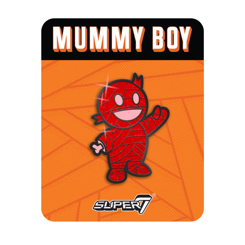 Super7 Mummy Boy Enamel Pin - Red with Glitter, Super7 product photograph