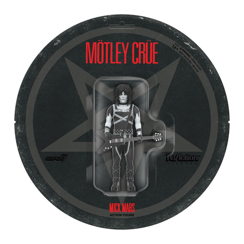 Motley Crue ReAction Figures Wave 02 - Mick Mars (Shout At The Devil - Black & White), Motley Crue ReAction action figure, Super7 product photograph