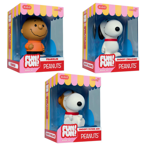Peanuts FUN! FUN! Wave 02 - Snoopy (Walking), Snoopy (Flying Ace) & Franklin, Super7 product photograph