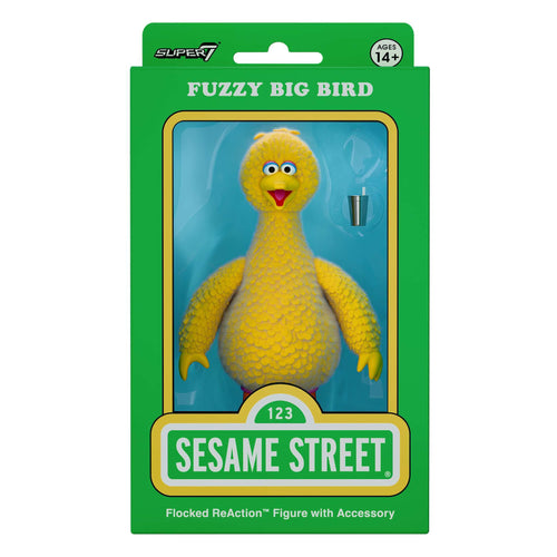 Sesame Street ReAction Figures - Big Bird (Flocked), Sesame Street ReAction action figure, Super7 product photograph