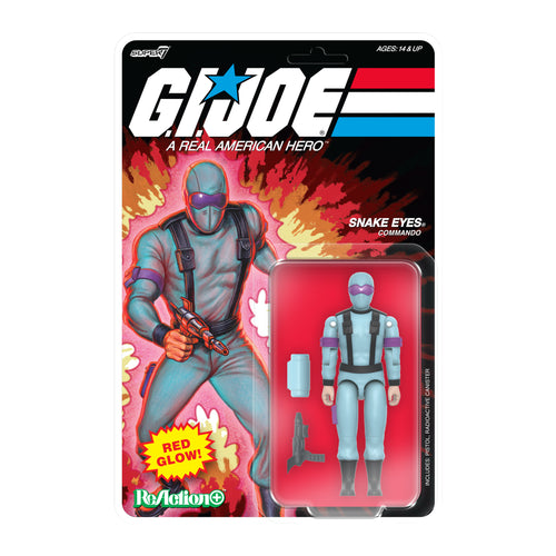 G.I. Joe ReAction+ Wave 06 - Snake Eyes (Red Glow, Crystal Poison), G.I. Joe ReAction+ action figure, Super7 product photograph