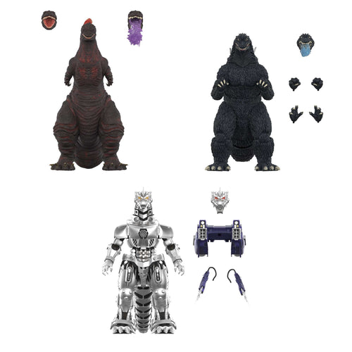 Toho ULTIMATES! Wave 6 - Godzilla (Shin), Godzilla Millennium & Kiryu Mechagodzilla, Toho ULTIMATES! action figure, Super7 product photograph