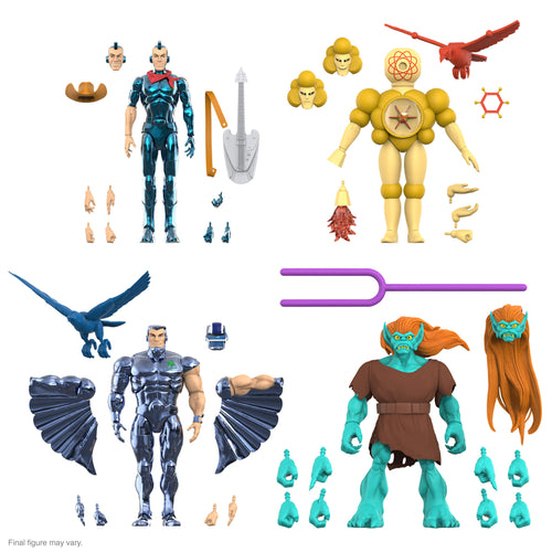 SilverHawks ULTIMATES! Wave 06 - Bluegrass (VAC Metal - Toy Version), Steelwill (VAC Metal - Toy Version), Mo-Lec-U-Lar (Toy Version), & Windhammer (Toy Version), SilverHawks ULTIMATES! action figure, Super7 product photograph