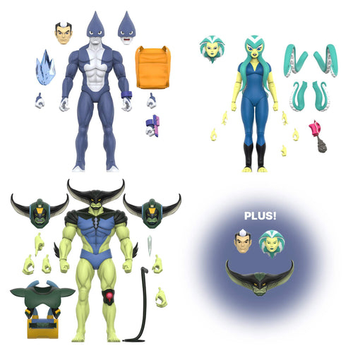 TigerSharks ULTIMATES! Wave 1 - Mako, Octavia, T-Ray + Super Pack, TigerSharks ULTIMATES! action figure, Super7 product photograph