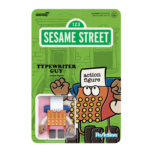Sesame Street ReAction Figures Wave 06 - Typewriter Guy, Sesame Street ReAction action figure, Super7 product photograph