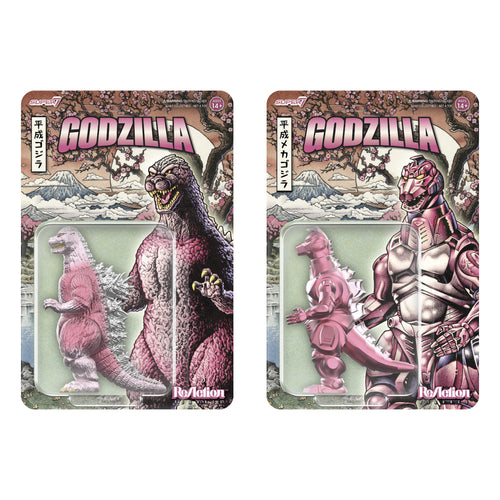 Toho ReAction Figures - Godzilla '89 & Mechagodzilla '93 (Cherry Blossom Festival), Toho ReAction action figure, Super7 product photograph