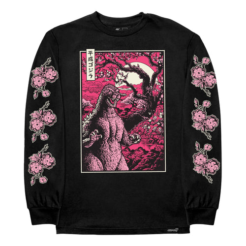 Toho T-Shirts - Godzilla Cherry Blossom (Black Long Sleeve), Super7 product photograph