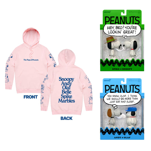 Peanuts Siblings Bundle - Snoopy & Spike, Olaf & Andy and Family Hoodie, Super7 product photograph