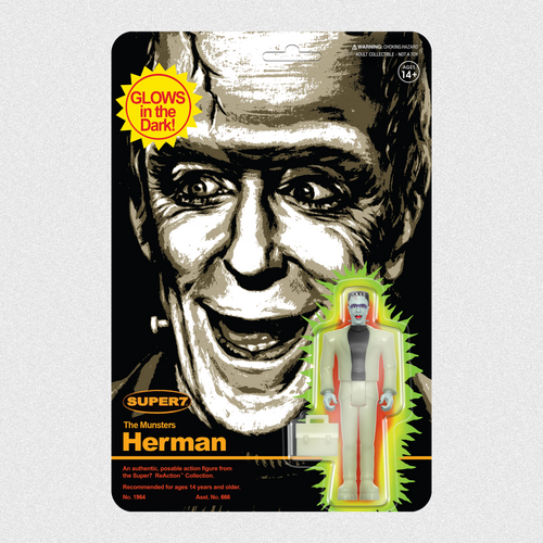 The Munsters ReAction - Herman Munster (Monster Glow), The Munsters ReAction action figure, Super7 product photograph