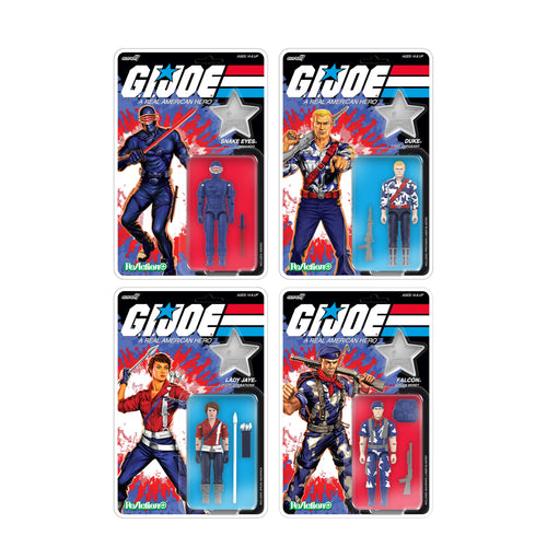 G.I. Joe ReAction+ Wave 08 - Duke, Lt. Falcon, Lady Jaye & Snake Eyes (America's 250th Anniversary), G.I. Joe ReAction+ action figure, Super7 product photograph