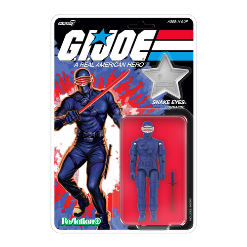 G.I. Joe ReAction+ Wave 08 - Snake Eyes (America's 250th Anniversary), G.I. Joe ReAction+ action figure, Super7 product photograph